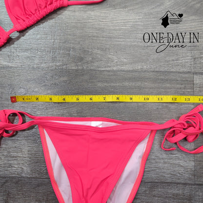 Atengnes Adjustable Triangle Tie Side Bikini Swimsuit Size S