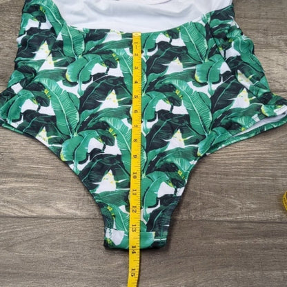 Ekouaer V Neck High Cut One Piece Swimsuit Size L