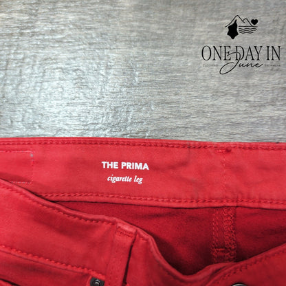 AG Adriano Goldschmied The Prima Cigarette Leg Jeans Red NWT $215 Size 4 (27)