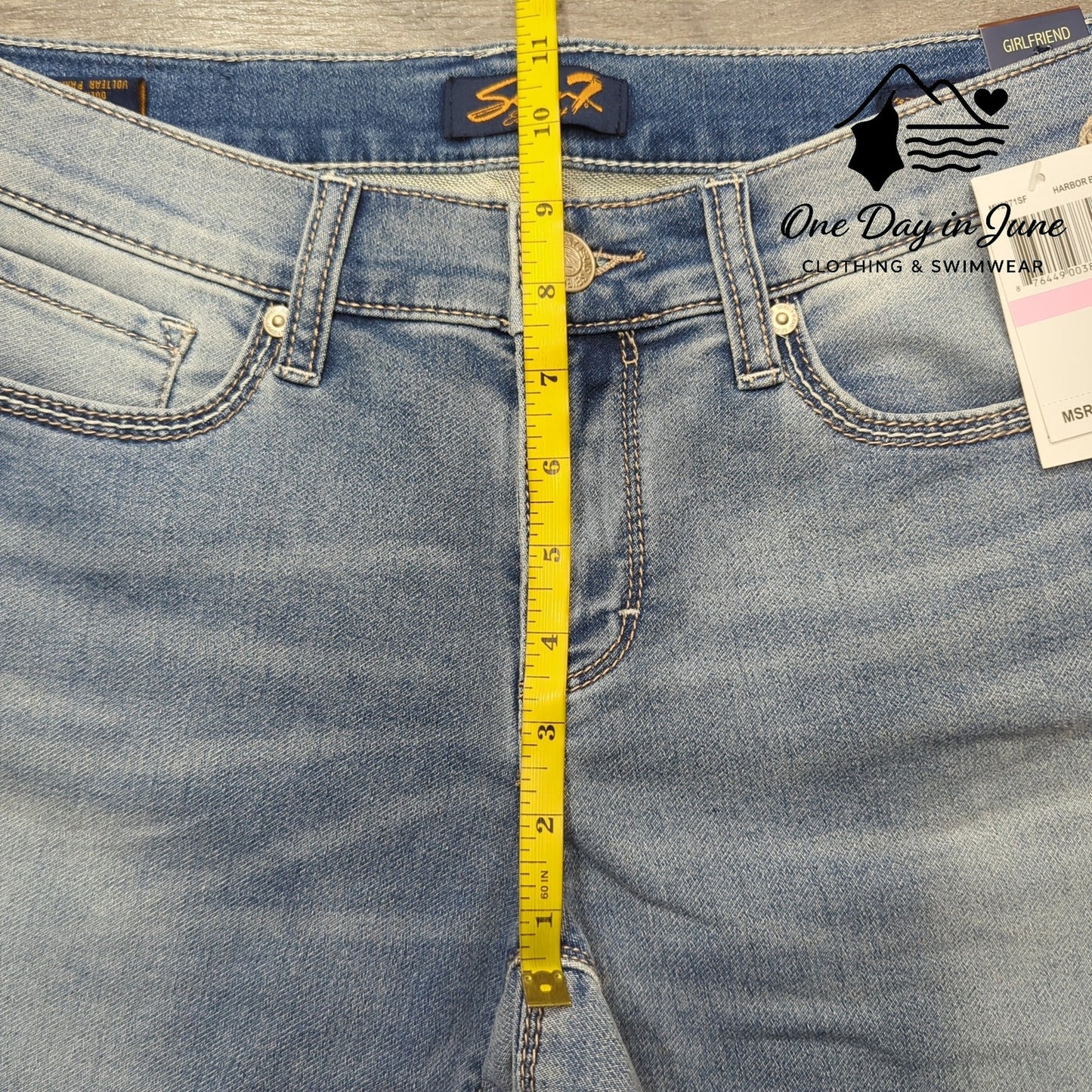 Seven7 Girlfriend Crop Jeans Light Wash Cuffed Stretch Denim NWT $64 Size 6