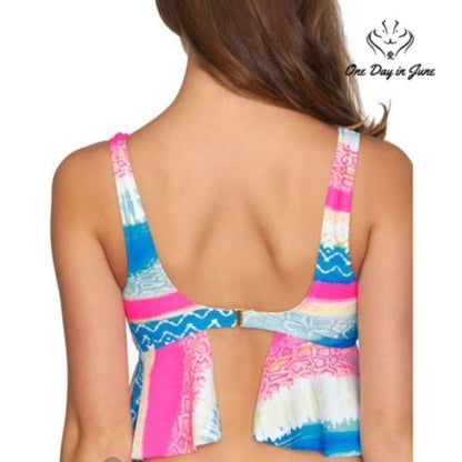 Arizona Jean Co. Abstract Tankini Swimsuit Top Juniors Size L