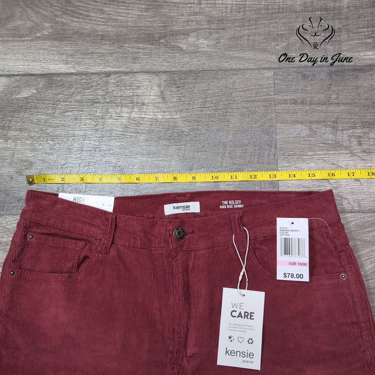 Kensie The Kelsey High Rise Skinny Corduroy Pants Dusty Rose NWT Size 10