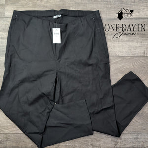 J. Jill Black Pull On Dress Pants Side Zip Pockets Stretch NWT Size 18