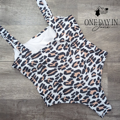 Prettygarden Leopard Cheeky One Piece Swimsuit Size L