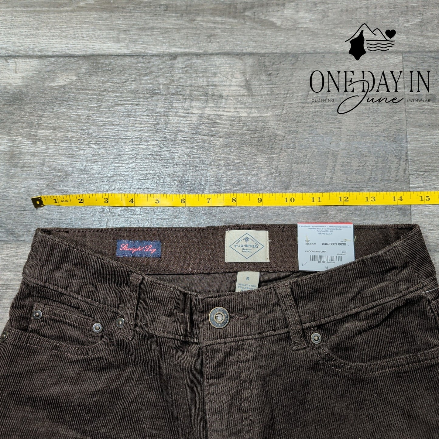 St. John's Bay Classic Slender Straight Leg Corduroy Pants Size 6