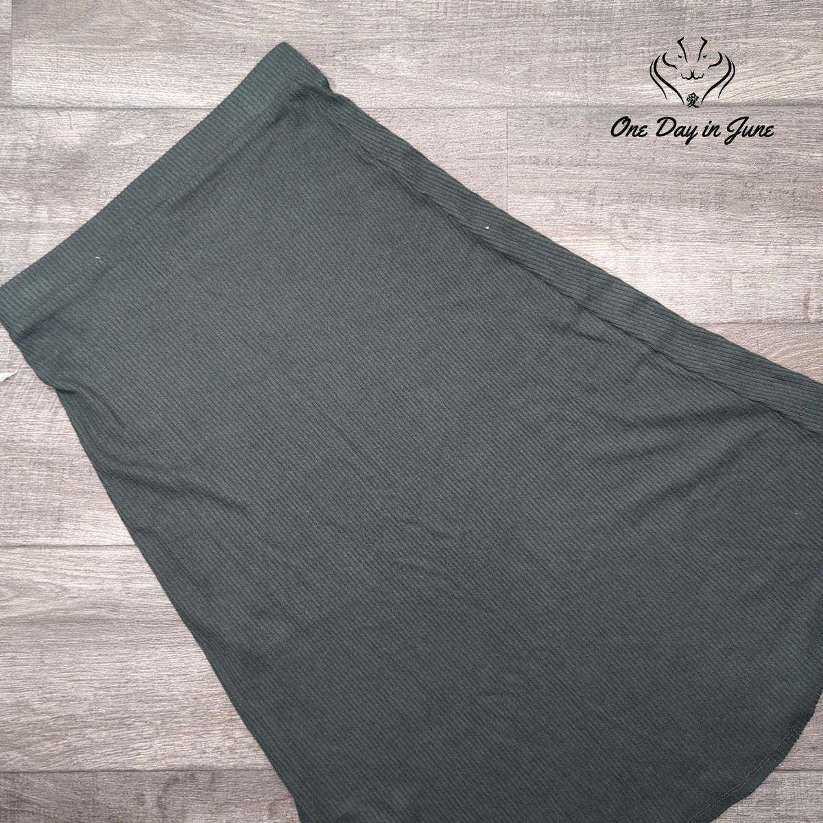 Bobeau Ribbed Knit Pull On Midi Skirt Charcoal Gray Size S