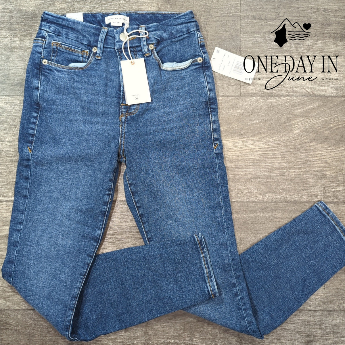 Good American Good Legs Crop Extreme V Skinny Jeans Blue NWT Size 2