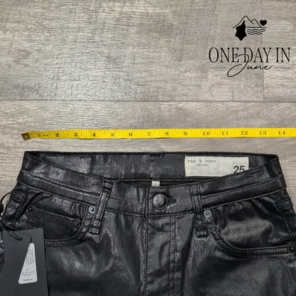 Rag & Bone The Harlow Mid Rise Straight Coated Denim Jeans Size 0 (25)
