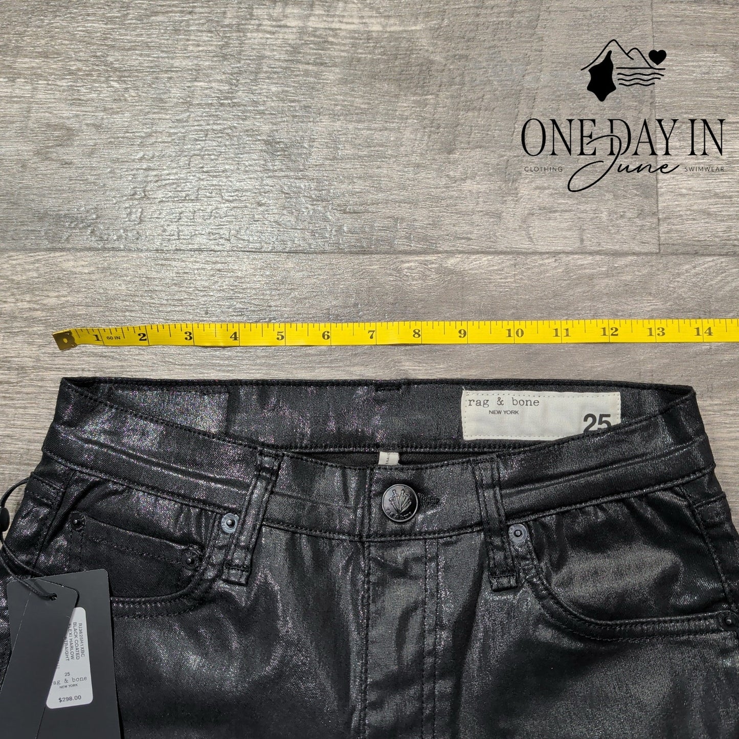 Rag & Bone The Harlow Mid Rise Straight Coated Denim Jeans Size 0 (25)