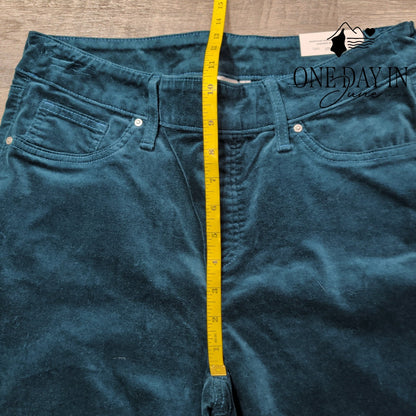 Chico's Pull On Kick Flare Pants Teal Velvet Velour NWT Size Chico's 1 (8)