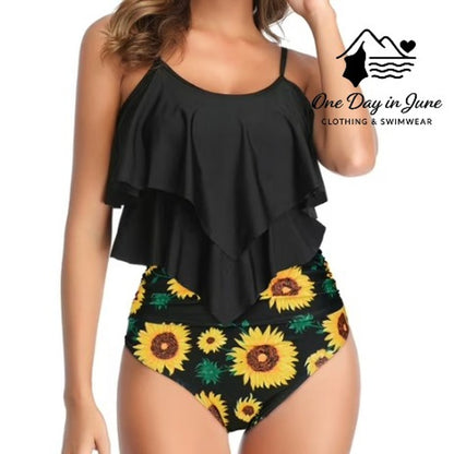 Charmleaks Flounce High Waist Tummy Conrtol Bikini Swimsuit Size XL