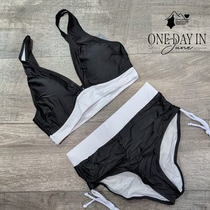 Blooming Jelly High Waist Drawstring Bikini Swimsuit Size M