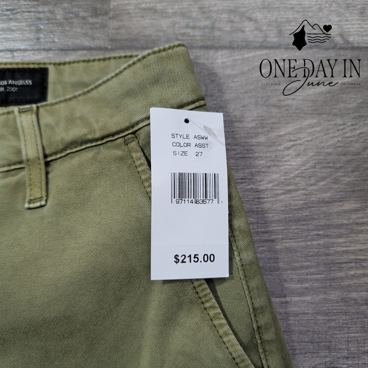 AG Adriano Goldschmied Straight Leg Chino Pants Olive Green NWT Size 4 (27)
