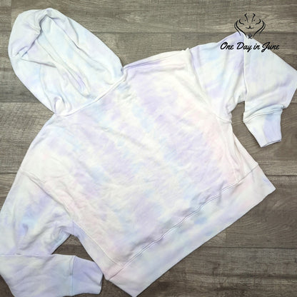 Live Love Dream Tie Dye Pullover Hoodie Pastel Blue Pink Purple NWT Size XL
