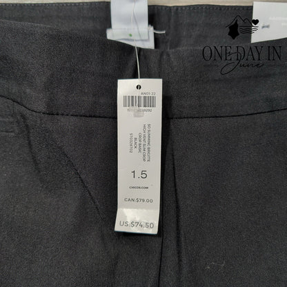 Chico's So Slimming Brigitte High Vent Slim Crop Pants Black NWT Size (10)