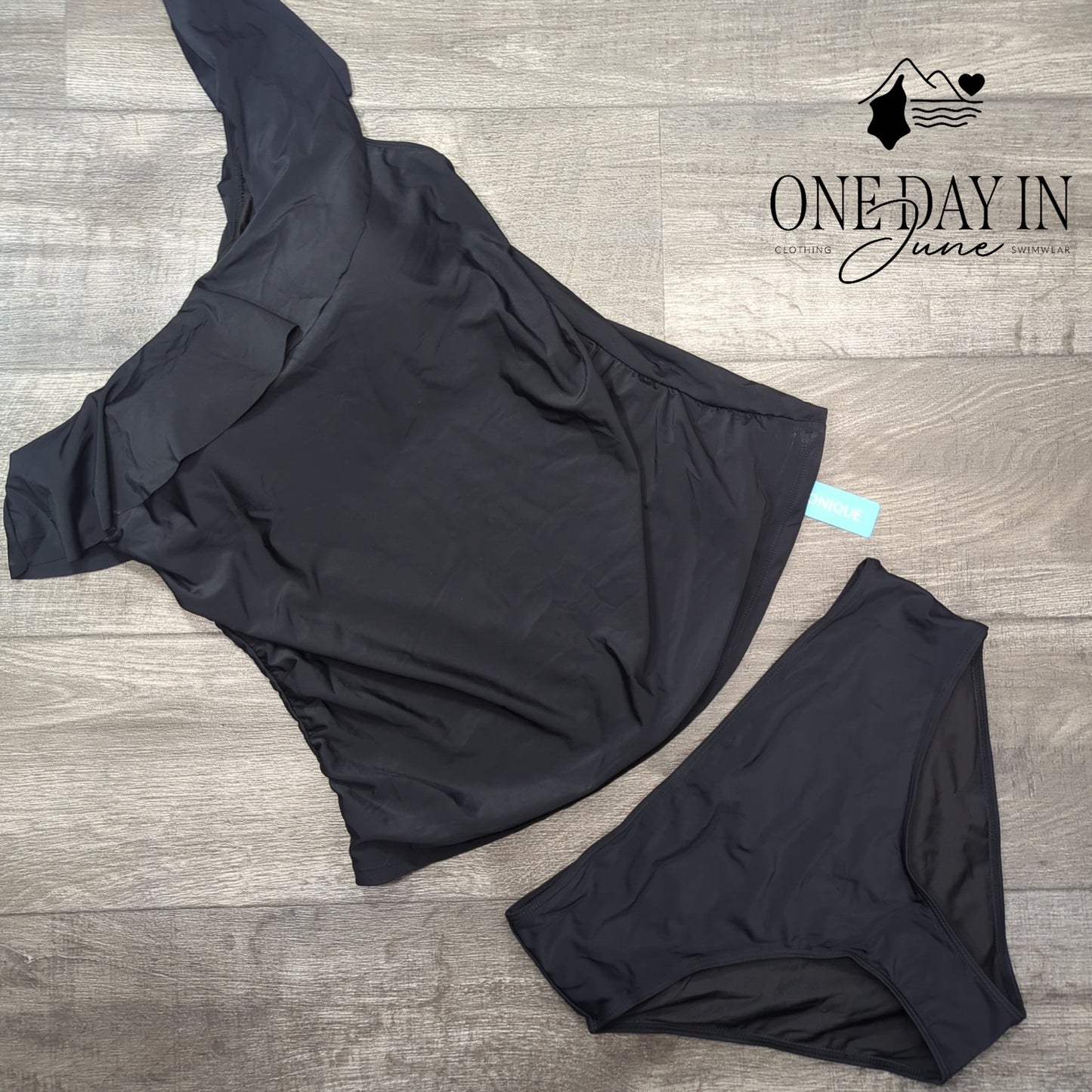 Yonique Ruffle One Shoulder Tankini Swimsuit Size XL