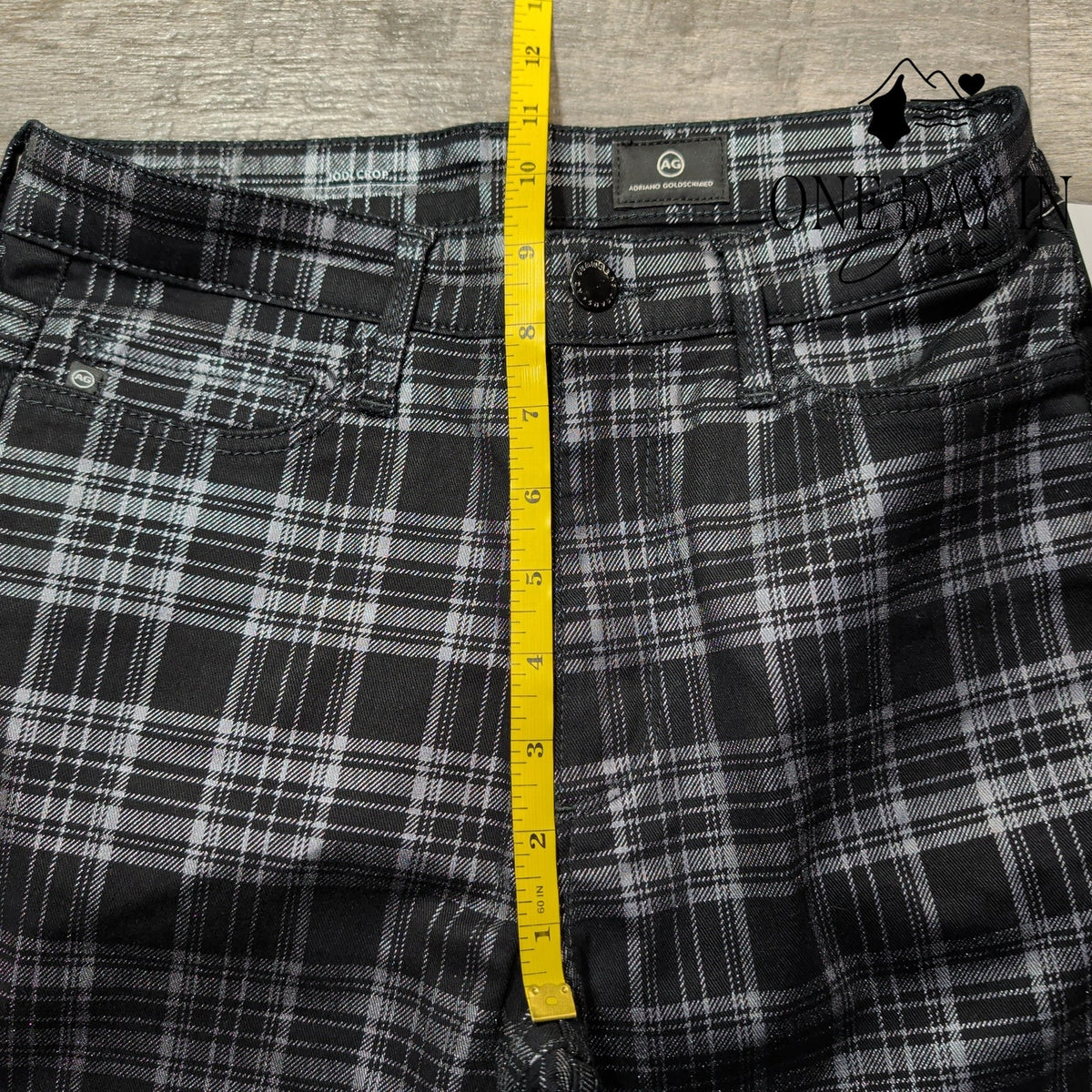 AG Adriano Goldschmied Jodi High Rise Crop Flare Jeans Plaid NWT Size 2 (26)