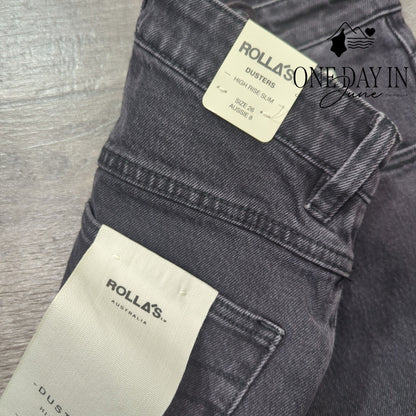 Rolla's Erin Dusters High Rise Slim Distressed Jeans Black NWT Size 2 (26)