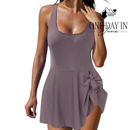 Aleumdr Skirted Swimdress One Piece Swimsuit Size M