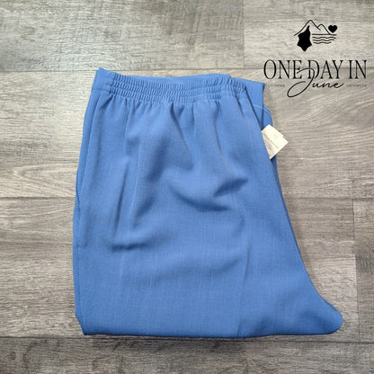 Alfred Dunner Lake Como Pull On Pants Blue Straight Leg NWT Size 14