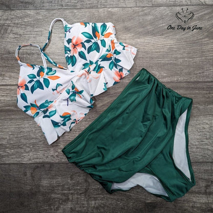 CharmLeaks Ruffle Top Bikini Swimsuit Size S