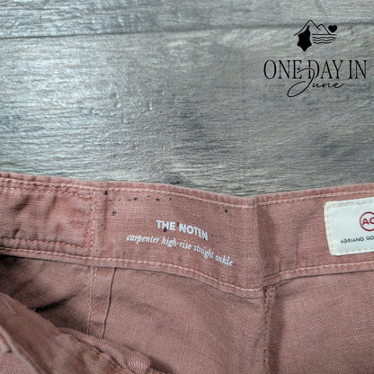 AG Adriano Goldschmied The Noten Carpenter High Rise Linen Pants Size 4 (27)