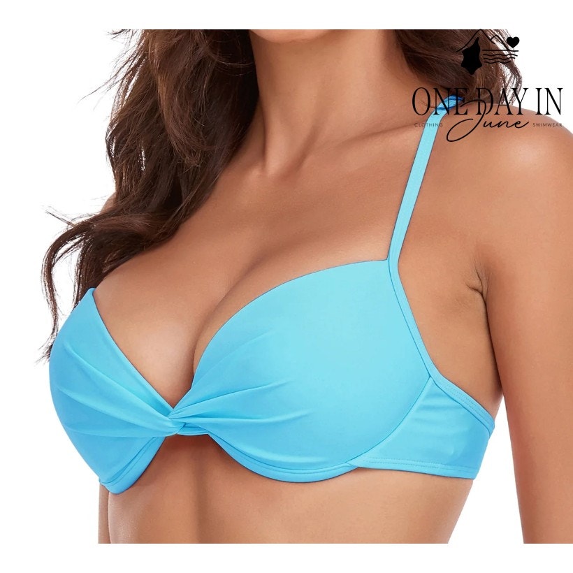 Relleciga Twist Front Strappy Back Molded Cup Bikini Top Size 2XL