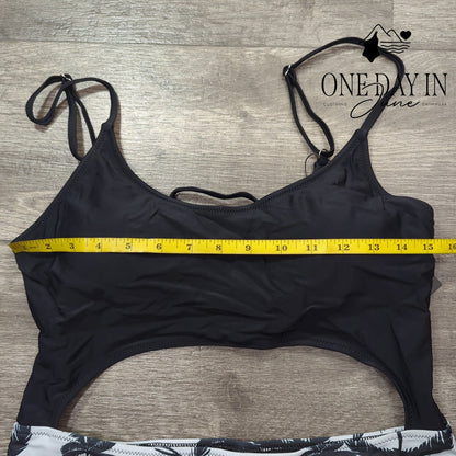 Meyeeka Lace Up Back Cut Out One Piece Swimsuit Size XL