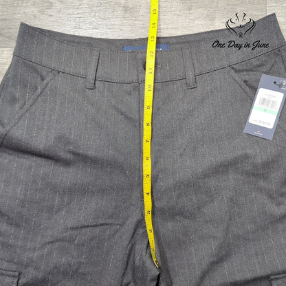 Tommy Hilfiger Metallic Pinstripe Wide Leg Cargo Pants Gray NWT Size 8