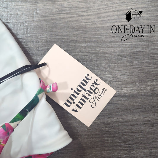 Unique Vintage Summer Flower Cropped Bikini Top Size M