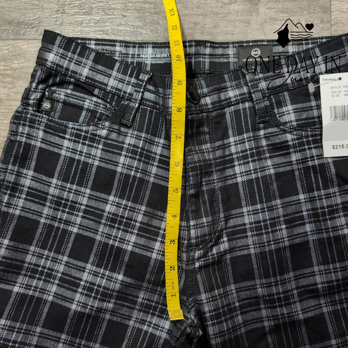 AG Adriano Goldschmied Farrah High Rise Skinny Jeans Black Plaid NWT Size 2 (26)