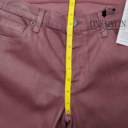 Hudson Krista Ankle Super Skinny Coated Rowe Burgundy NWT Size 10 (30)