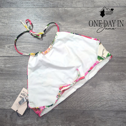 Unique Vintage Summer Flower Cropped Bikini Top Size M