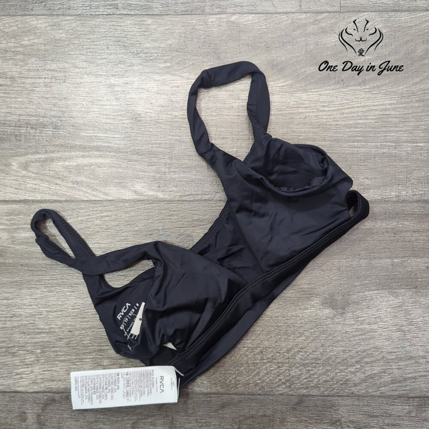 RVCA Solid Bralette Bikini Top Black Cutout Scoop Neck NWT $50 Size XS