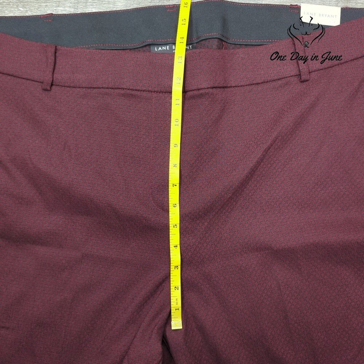 Lane Bryant 4 Season Straight Leg Pants Burgundy Print Stretch NWT Size 28