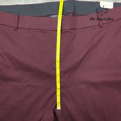 Lane Bryant 4 Season Straight Leg Pants Burgundy Print Stretch NWT Size 28