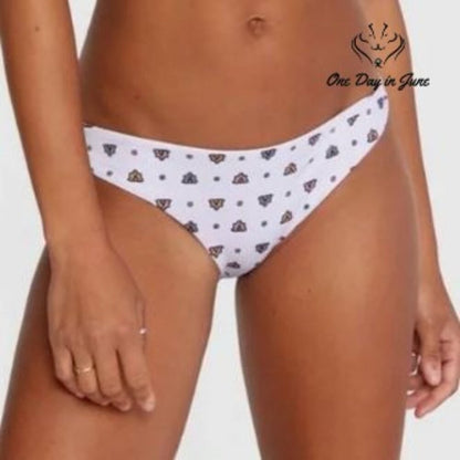 RVCA Foulard Cheeky Bikini Bottom Lavender Low Rise Print NWT Size L