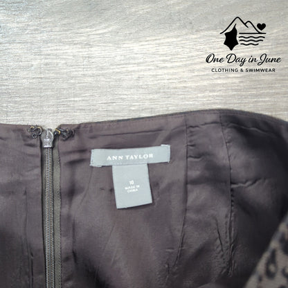 Ann Taylor Wool Leopard Print Lined Pencil Skirt Size 10