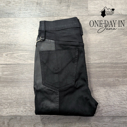 Hudson Coated Skinny Jeans Black Faux Leather Panel NWT Size 00 (25)