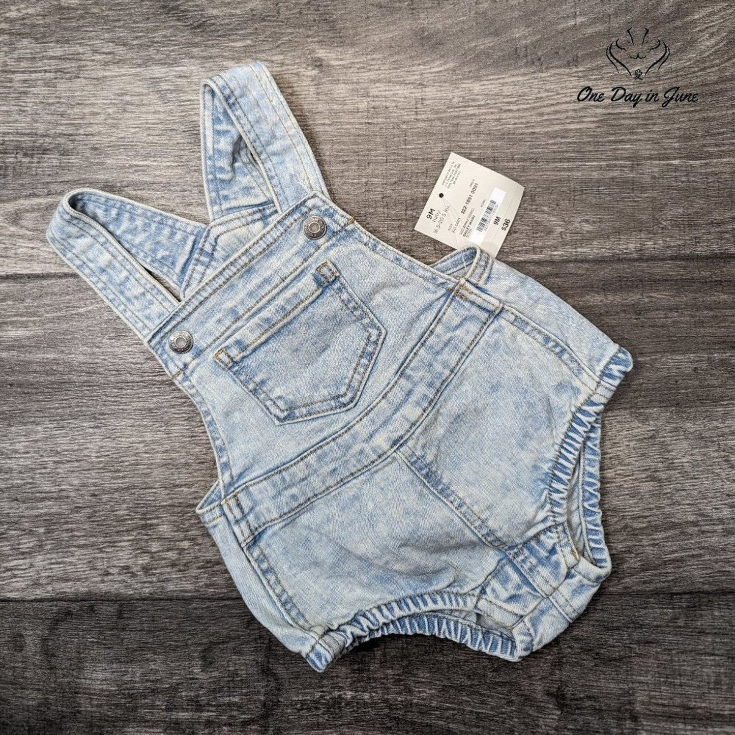 Okie Dokie Bailey Wash Overalls Size 9M (16-20 lbs)