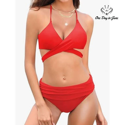 Fizili Push Up Criss Cross Foldover Bikini Size L