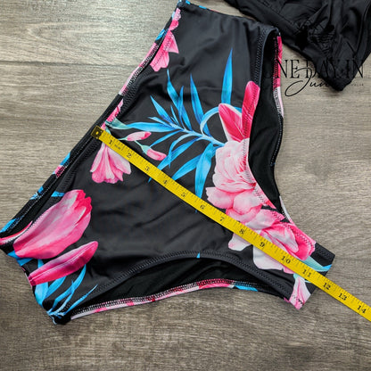 Beachsissi V Front Floral Tankini Swimsuit Size M