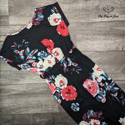 Yidarton Floral Short Sleeve Maxi Dress Size S