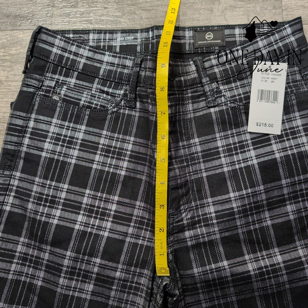 AG Adriano Goldschmied Jodi Crop High Rise Slim Flare Plaid Jeans NWT Size 2