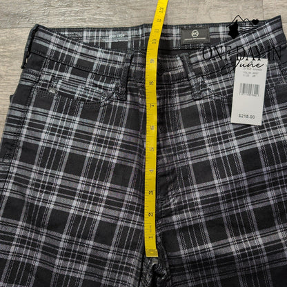 AG Adriano Goldschmied Jodi Crop High Rise Slim Flare Plaid Jeans NWT Size 2