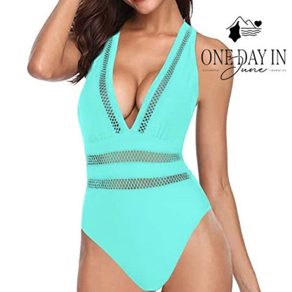Tempt Me V Neck One Piece Swimsuit Size S