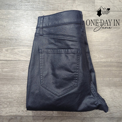 Express High Rise Skinny Ankle Coated Jeans Women's Navy Blue NWT Size 8