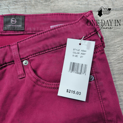 AG Adriano Goldschmied The Prima Mid Rise Cigarette Jeans Burgundy NWT Size 4
