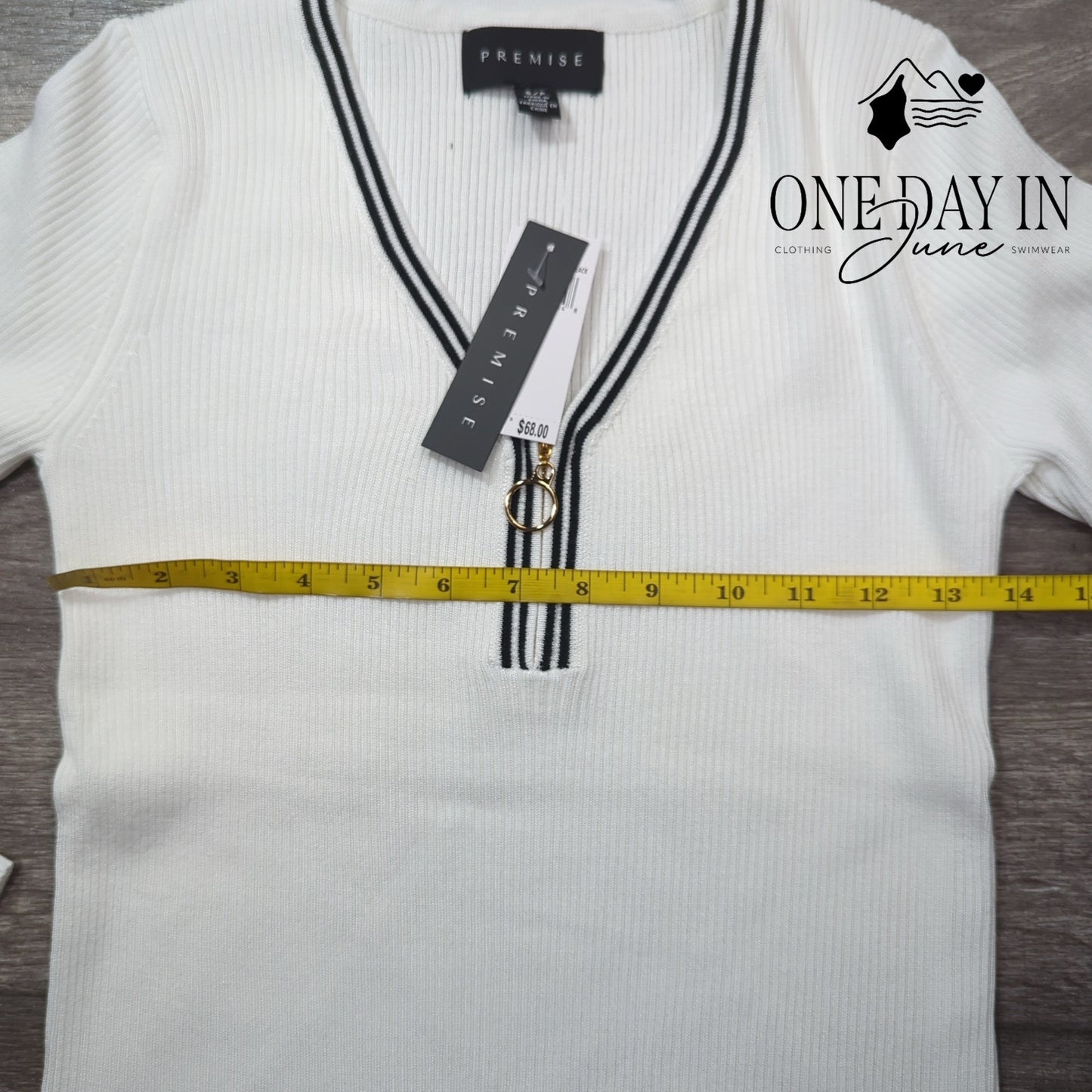 Premise Ribbed Long Sleeve Quarter Zip Sweater Size S