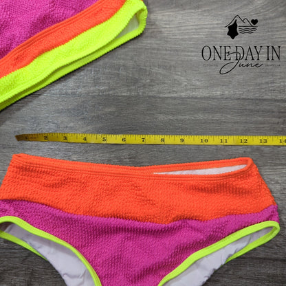 Tashehe Smocked Crop Bikini Swimsuit Size S